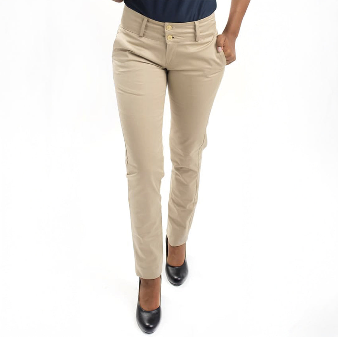 Pantalón administrativo para mujer en tela drill stretch, con ajuste cómodo y diseño moderno, ideal para dotaciones empresariales, oficinas y uso institucional – Stamparbq Tiltex.