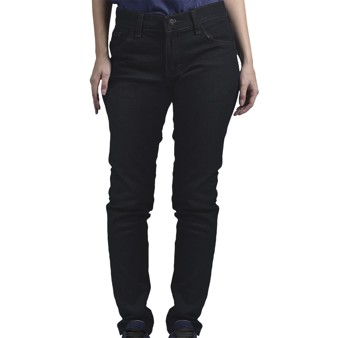 Pantalón jean operativo 12 onzas para mujer, diseño reforzado para trabajo, uso industrial, confort y durabilidad en jornadas laborales.