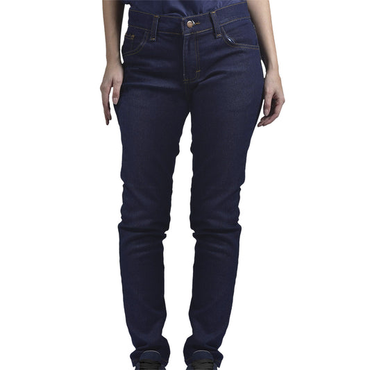 Pantalón operativo tipo jean para mujer, denim de 12 onzas, resistente y cómodo, ideal para trabajo industrial, seguridad y uniformes.