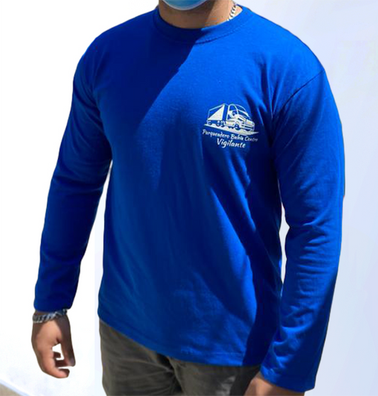 T-shirt manga larga de algodón, ideal para uniforme corporativo, dotación institucional, eventos promocionales, cómoda y personalizable.